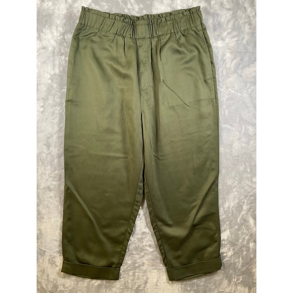 Soft Surroundings‎ Atlantic olive green Tencel pull on cropped pants L Casual